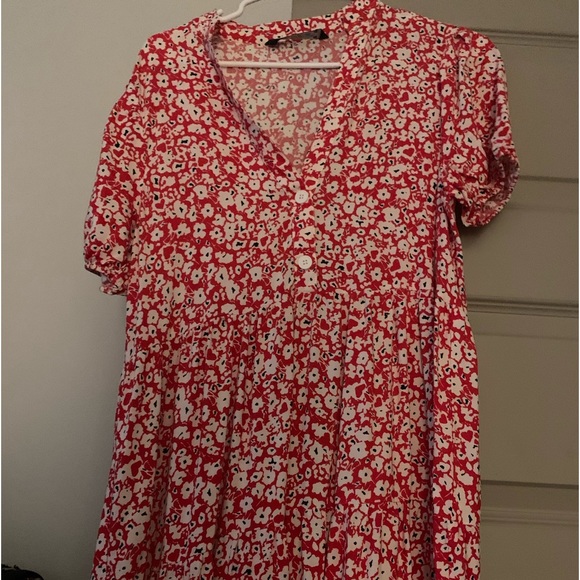 Zara Red and White Floral Maxi Dress - Picture 4 of 4